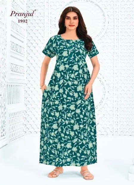 Pragati Vol 19 By Pranjul Pure Cotton Printed Nighty Gown Collections